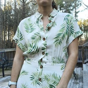White palm H&M button up dress